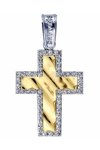 Βαπτιστικός σταυρός 14Κ Λευκόχρυσο και Χρυσό με Ζιρκόν SAVVIDIS