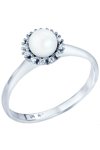 Ring 14ct White Gold with Pearl and Zircon