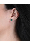Earrings 18ct Whitegold with an Emerald and Diamonds