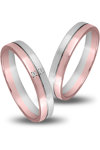 Wedding Rings in 14ct White Gold and Pink Gold with Zircons