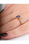 Ring 18cr Gold by SAVVIDIS with Saphire and Diamond (No 53)
