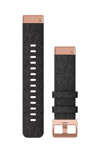 GARMIN QuickFit 20 Heathered Black Nylon with Rose Gold Hardware Replacement Strap