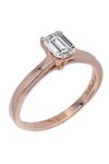 Solitaire ring 14ct Rose Gold with Zircon FaCaDoro