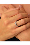 Μονόπετρο δαχτυλίδι FaCad'oro από λευκόχρυσο 14K με ζιργκόν