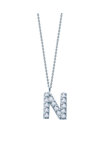 Necklace monogram 14ct white gold with zircon SOLEDOR