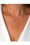 Necklace Open Heart 14ct White Gold and Gold with Zircon SOLEDOR