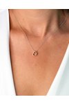 Necklace Open Heart 14ct White Gold and Rose Gold with Zircon SOLEDOR