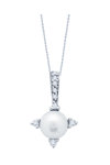 Necklace 14ct White Gold with Pearl and Zircon by FaCaDoro
