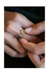 Δαχτυλίδι JCOU από ασήμι 925° επιχρυσωμένο με χρυσό 14Κ διακοσμημένο με μπλε σμάλτο και λευκά ζιργκόν (No 51-55)