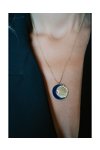 JCOU Sun & Moon 14ct Gold-Plated Sterling Silver Necklace With White Zircons And Blue Enamel