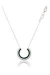 JCOU Queen's Rhodium-Plated Sterling Silver Necklace With Black Enamel