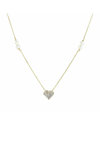 SAVVIDIS The Love Collection 9ct Gold Heart Necklace with Zircons and Pearls