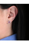 SAVVIDIS 18ct white gold earrings with diamonds and rubies