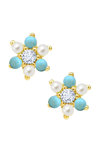Earrings 9ct Gold with Pearl, Turquoise and Zircon Ino&Ibo
