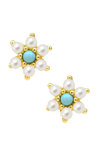 Earrings 9ct Gold with Pearl and Turquoise Ino&Ibo