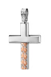 Βαπτιστικός σταυρός TRIANTOS από λευκόχρυσο και ροζ χρυσό 14Κ με ζιργκόν