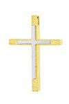 Βαπτιστικός σταυρός SAVVIDIS δίχρωμος με σχέδιο κεντρικά 14Κ(και διπλής όψης)