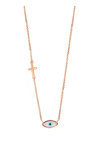 Necklace 9ct Rose Gold Eye with MOP and Cross by SAVVIDIS