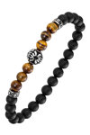 Stainless steel Bracelet with Eye of Tiger and Onyx Beads by All Blacks