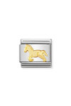 NOMINATION Link - ANIMALS (EARTH) in stainless steel with 18k gold Horse