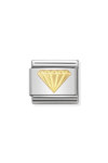 NOMINATION Link - GOOD LUCK in stainless steel with 18k gold Diamond