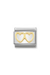 NOMINATION Link - LOVE in stainless steel with 18k gold Double Heart