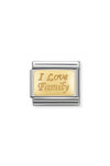 NOMINATION Link - ENGRAVED SIGNS in stainless steel with 18k gold CUSTOM I Love Family