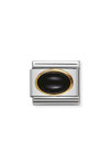 NOMINATION Link - oval hard stones in stainless steel and gold 18k BLACK AGATE