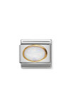 NOMINATION Link - oval hard stones in stainless steel and gold 18k WHITE OPAL