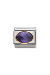 NOMINATION Link - FACETED CUBIC zirconia, stainless steel and 18k gold PURPLE