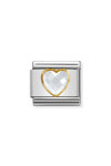 NOMINATION Link - HEART FACETED CZ in steel and 750 gold White