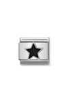 NOMINATION Link - SYMBOLS in stainless steel , enamel and silver 925 Black Star