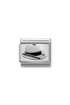 NOMINATION Link - SYMBOLS in stainless steel , enamel and silver 925 (46_Panama Hat)