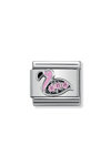 NOMINATION Link - SYMBOLS steel, Cubic zirconia and silver 925 Flamingo with Pink CZ