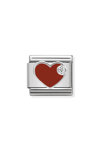 NOMINATION Link - SIMBOLS stainless steel, enamel, 1 Cub. Zirc and 925 silver RED heart