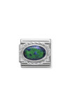 NOMINATION Link - Hard stones stainless steel, rich silver 925 setting (26_Green Opal)