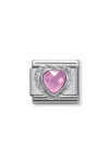 NOMINATION Link - HEART FACETED CZ in stainless steel E 925 silver twisted setting PINK
