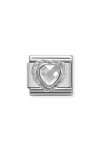 NOMINATION Link - HEART FACETED CZ in stainless steel E 925 silver twisted setting White