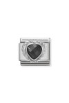 NOMINATION Link - HEART FACETED CZ in stainless steel E 925 silver twisted setting Black