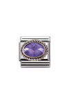 NOMINATION Link - FACETED CZ in stainless steel sterling silver setting and detail001_PURPLE