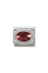 NOMINATION Link - FACETED CZ in stainless steel with sterling silver setting and detail (005_RED)