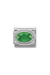 NOMINATION Link - FACETED CZ in stainless steel sterling silver setting and detail027_EMERALD GREEN