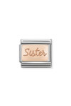 NOMINATION Link - PLATES in stainless steel with 9K rose gold CUSTOM Sister plate