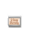 NOMINATION Link - PLATES in stainless steel with 9K rose gold CUSTOM I love Family plate