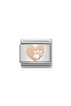 NOMINATION Link - SYMBOLS stainless steel and gold 9k Heart with Footprints