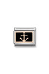 NOMINATION Link - PLATES in stainless steel with 9K rose gold and enamel (18_Anchor BLACK)