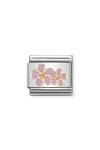 NOMINATION Link - SYMBOLS steel, enamel and gold 375 Peach flowers