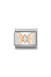 Σύνδεσμος (Link) NOMINATION - Πεταλούδα σε ροζ χρυσό 9Κ με ζιργκόν
