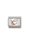 Σύνδεσμος (Link) NOMINATION - Γράμμα C σε ροζ χρυσό 9Κ με ζιργκόν