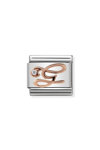 Σύνδεσμος (Link) NOMINATION - Γράμμα G σε ροζ χρυσό 9Κ με ζιργκόν